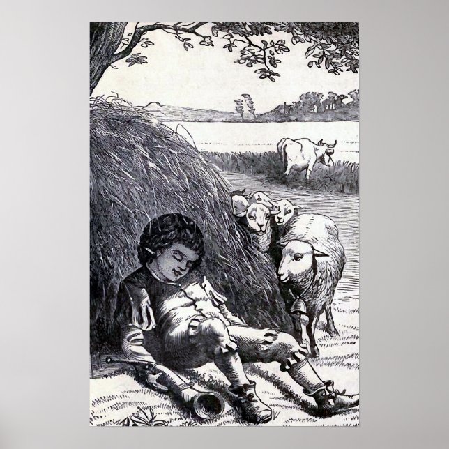 Poster Illustration Vintage "Little Boy Blue" (Devant)