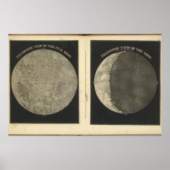 Poster Illustration vintage Lune (Devant)