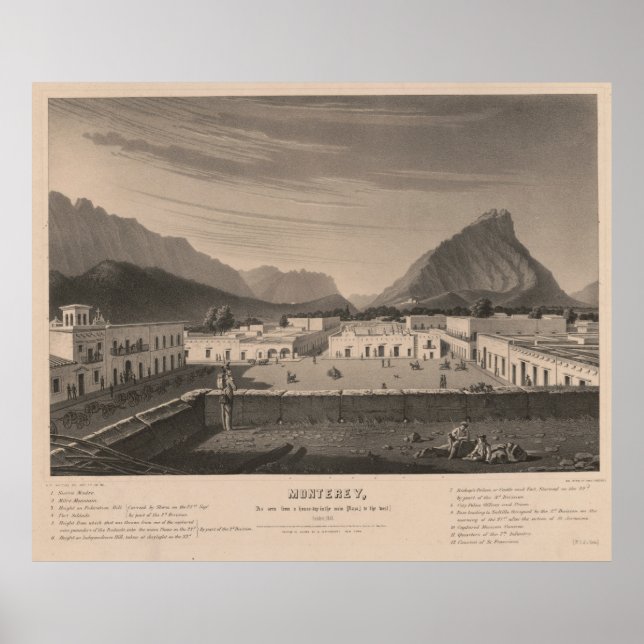 Poster Illustration vintage Monterrey Mexique (Devant)