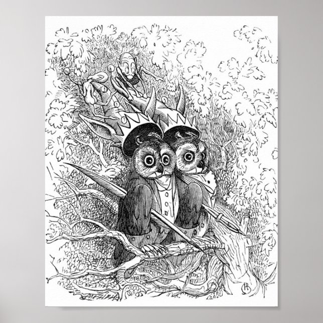 Poster Illustration vintage Owl (Devant)