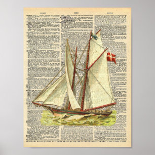 Poster Illustration vintage Page de dictionnaire de navir