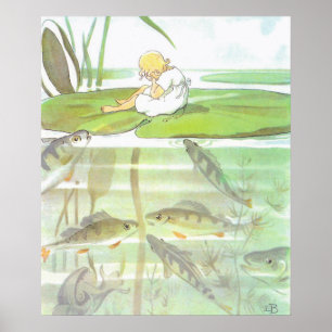 Poster Illustration vintage Thumbelina par Elsa Beskow