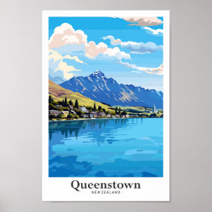 Poster Illustration Vintage voyage de Queenstown en Nouve