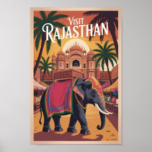 Poster Illustration Voyage Art Vintage Inde Rajasthan