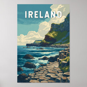 Poster Illustration Voyage Irlande Art Vintage