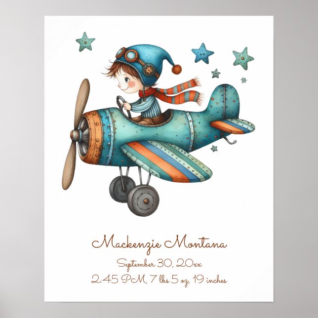 Poster Illustration Whimsical personnalisée pour bébé (Devant)