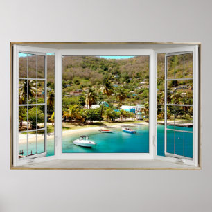 Poster Illustration White Bay Window Caraïbes