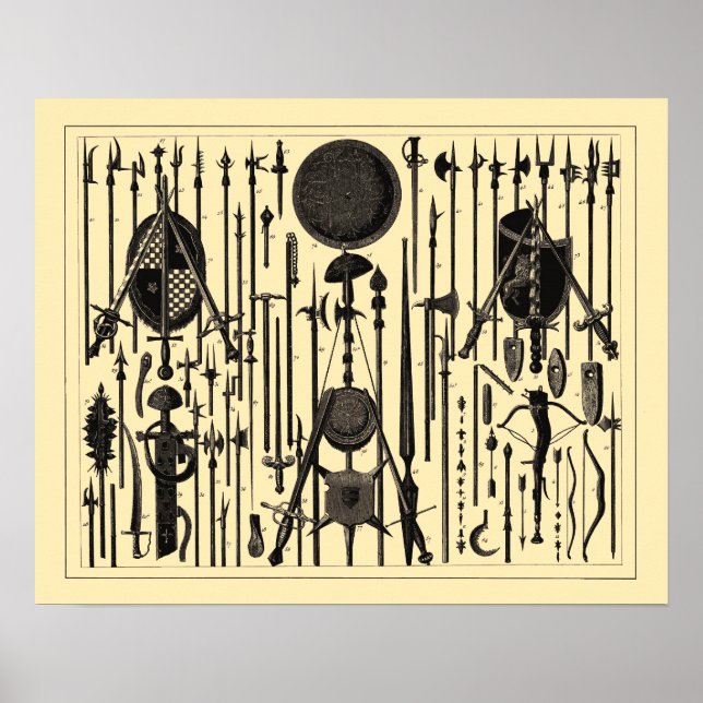 Poster Illustrations d'armes médiévales antiques (Devant)