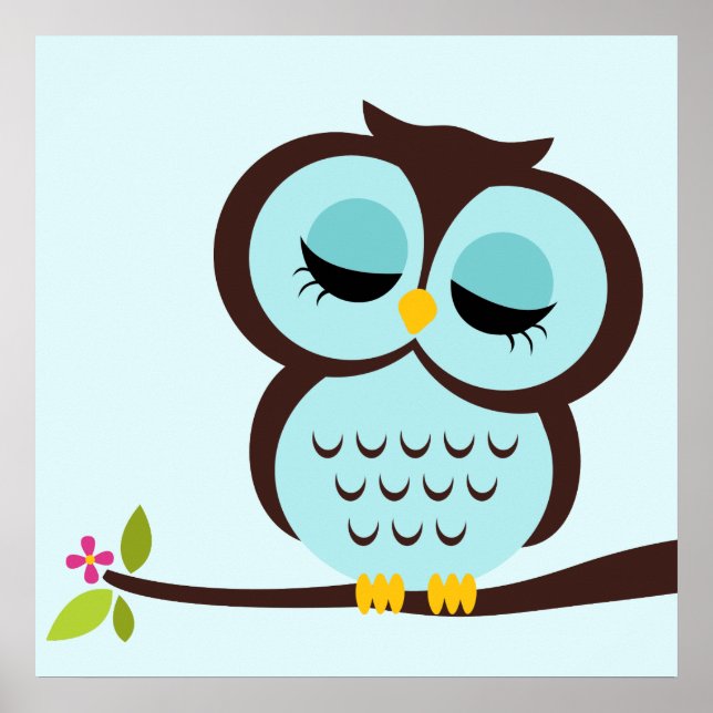 Poster Illustrations de hibou de dessin animé pour enfant (Devant)