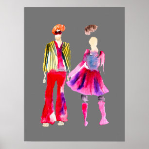 Poster Illustrations de mode figures art aquarelle