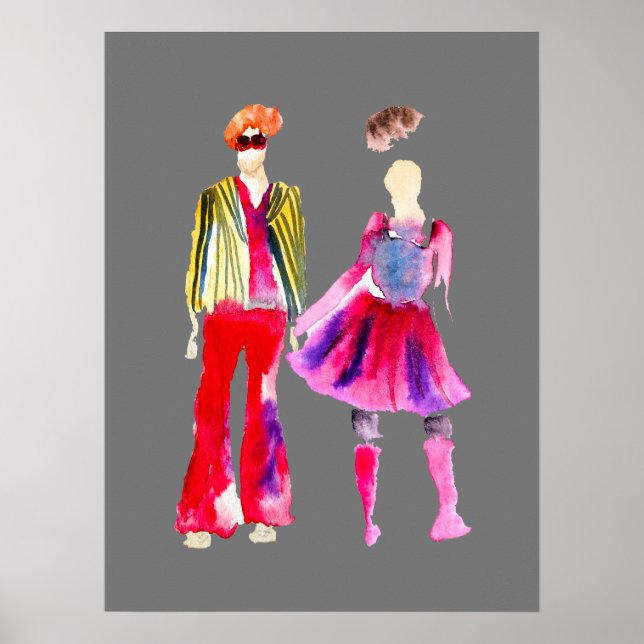 Poster Illustrations de mode figures art aquarelle (Devant)