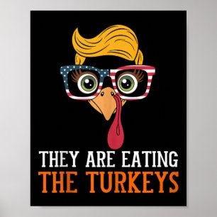 Poster Ils Mangent Des Dindons Drôle Thanksgiving Turquie