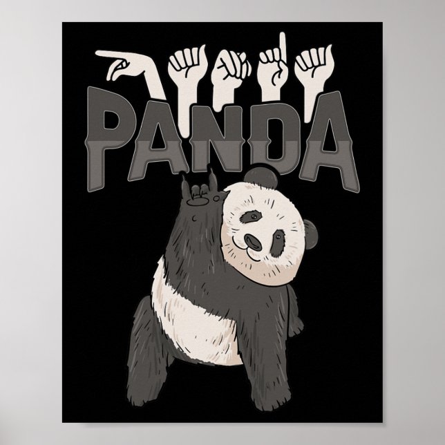 Poster ILY Panda ASL Geste MAIN Sourde Perte d'audition C (Devant)