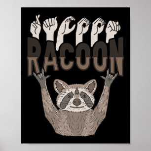 Poster Ily Racoon Asl geste de la main Sourds Perte Audit