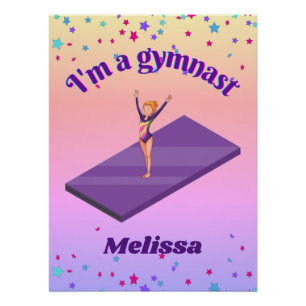 Poster I'm A Gymnast - Girl with/ Leotard on Purple Gym M