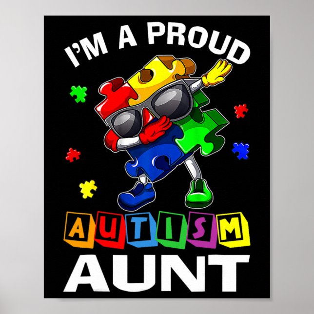 Poster I'm A Proud Autism Aunt Autism Aware Dabbing P (Devant)