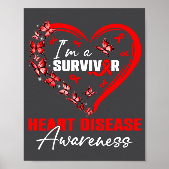 Poster I'm A Survivor Heart Disease Awareness Red Butterf (Devant)