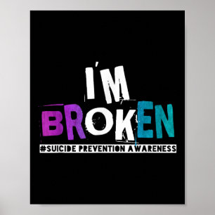 Poster Im Brossé Turquoise & Purple Ribbon Suicide Em