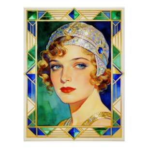 Poster im glamourösen Flapper-Stil der 1920er Jahr
