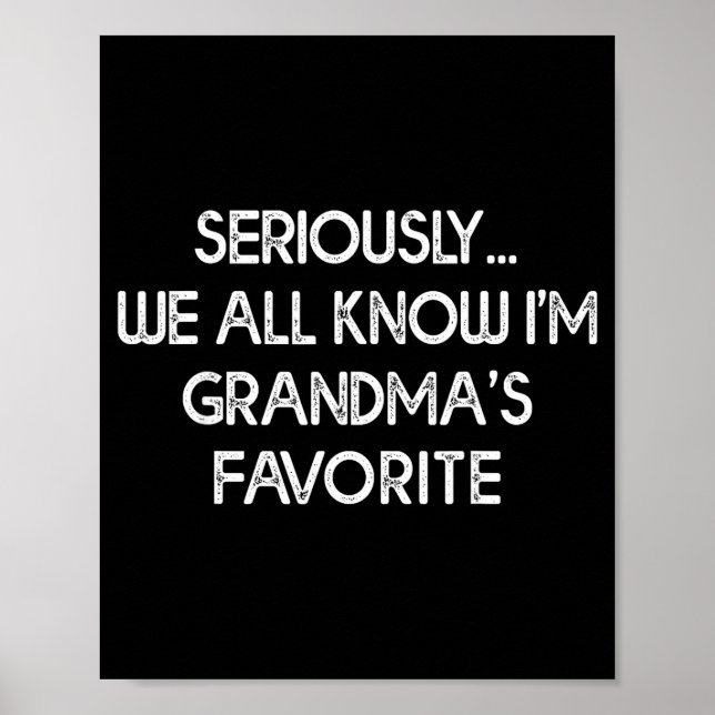 Poster I'm Grandma's Favorite Grandson Granddaughter Humo (Devant)