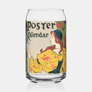 Poster im Jugendstil mit Frau im gelben Kleid Dosenglas