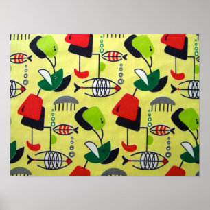 Poster im Mid-Century-Modern-Atomfisch-Design