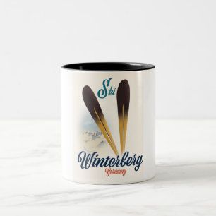 Poster im Vintage-Stil Winterberg Deutschland Ski Zweifarbige Tasse
