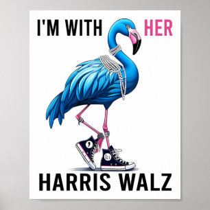 Poster I'm With Her Harris W Flamant rose Vote Blue