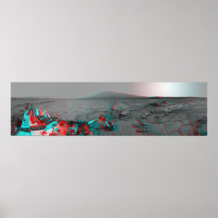 Poster Image 3D du paysage Mars Curiosity Landrover