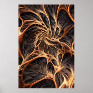 Poster Image Abstraite - 3D Fractal, art numérique, braun