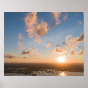 Poster Image aérienne de lever du soleil sur l'horizon cô