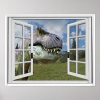 Image de dinosaure T-Rex vue fausse fenêtre
