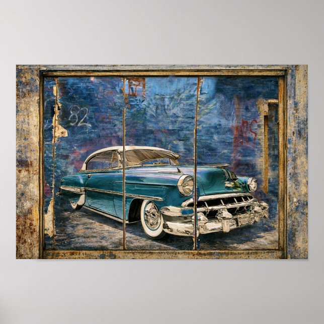 Poster Image de la Chevy '54 sur mur (Devant)