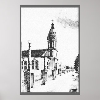 Poster Image de l'église au charbon de bois