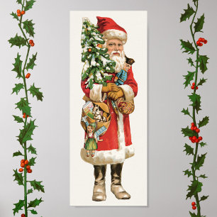 Poster Image découpée de Noël vintage, Père Noël