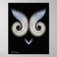 Image fantaisiste de hibou noir et blanc.