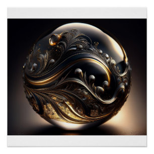 Poster Image Fantastique D'une Balle Grise Transparente A