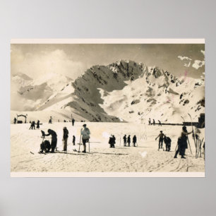 Poster Image vintage, France, Superbagneres, Ski