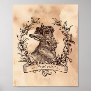 Poster Image vintage Royal Rabbit Crown Tea Sardé Papier