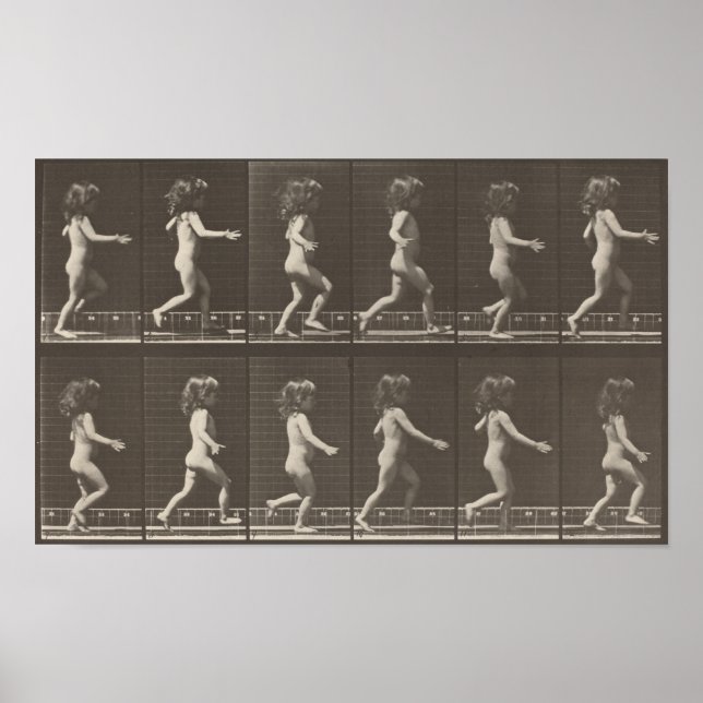 Poster Images consécutives d'une petite fille qui court (Devant)
