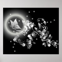 Imaginaire à papillon floral noir et blanc