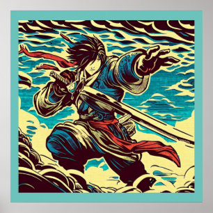 Poster Imaginaire Anime Hero 1 - Bois japonais