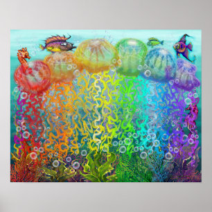 Poster Imaginaire aquatique avec méduse