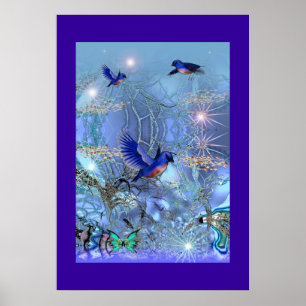 Poster Imaginaire Art Blue Birds