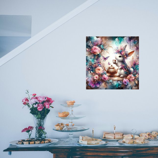 Poster Imaginaire Art Purple Turquoise Aquarelle Bunny Te (Créateur téléchargé)