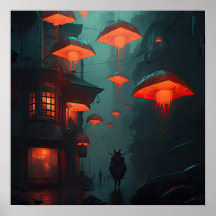 Imaginaire asiatique ville de nuit avec lanternes 