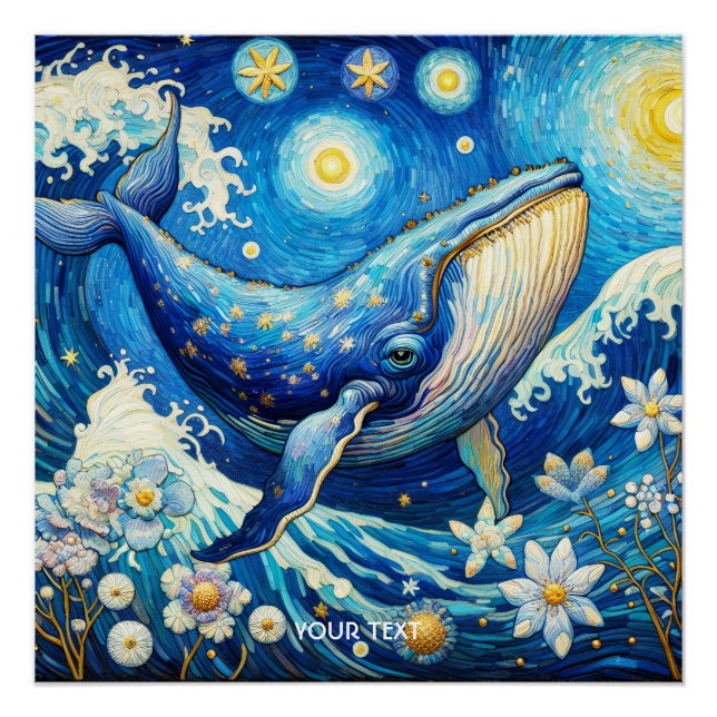 Poster Imaginaire Belle baleine Etoiles Mer (Devant)