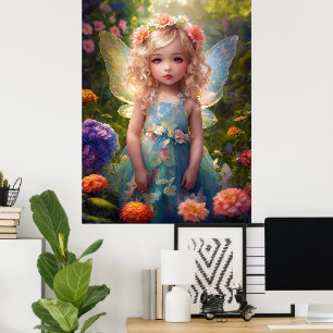 Poster Imaginaire Belle Fée Bleue Fille