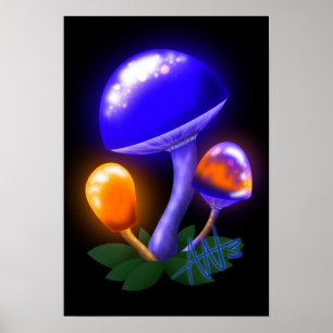 Poster Imaginaire Blancs Dapperling Orange & Champignons