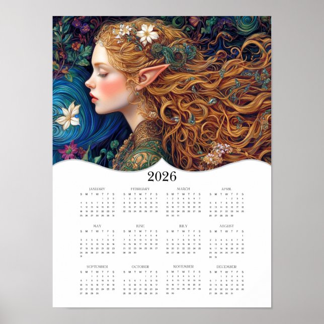 Poster imaginaire Celtic Elf Art 2026 Calendrier de l'ann (Devant)